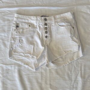 Just USA White Distressed Button-Front Denim Shorts